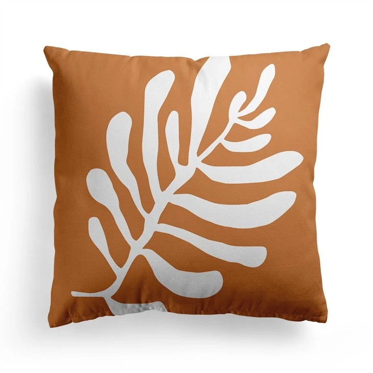 New Nordic Orange Geometric Throw Pillowcase Floral Print Home Pillowcase