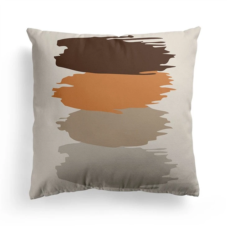 New Nordic Orange Geometric Throw Pillowcase Floral Print Home Pillowcase