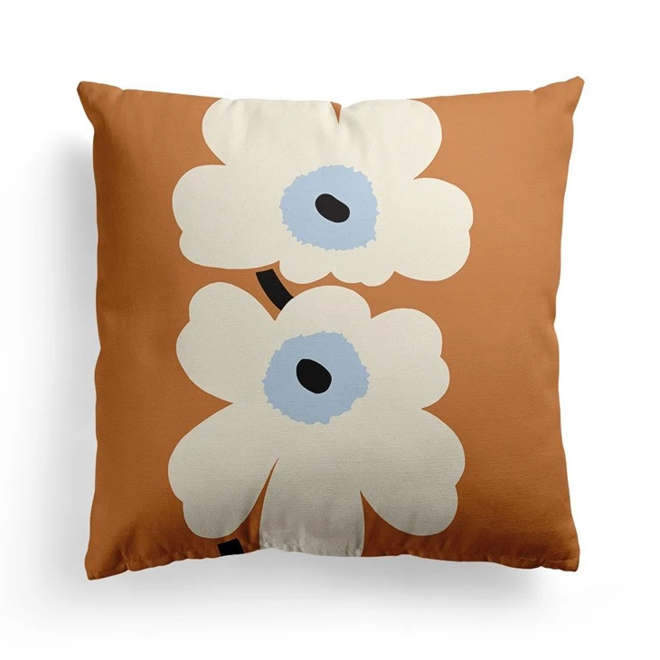 New Nordic Orange Geometric Throw Pillowcase Floral Print Home Pillowcase